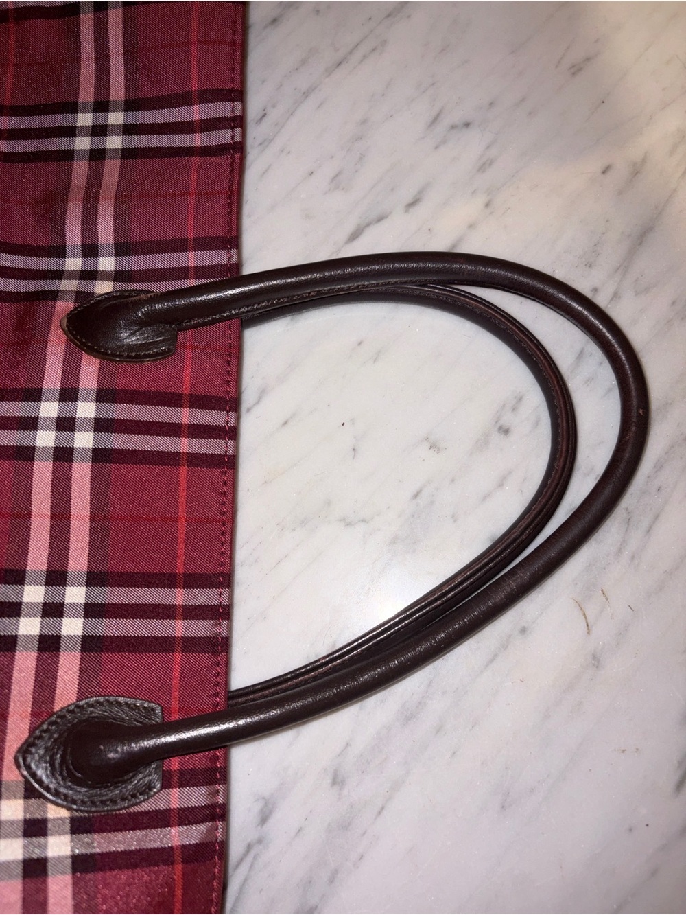 Burberry Blue Label House Tote Red and Brown Plaid with COA & Lg Wallet - Picture 5 of 16